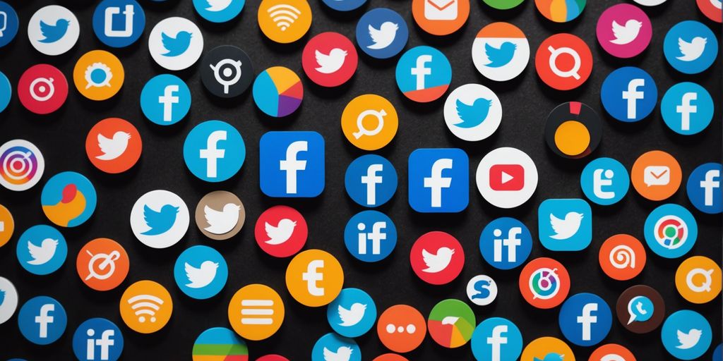 Collage of social media icons with upward arrows and a megaphone, representing successful social media marketing campaigns.